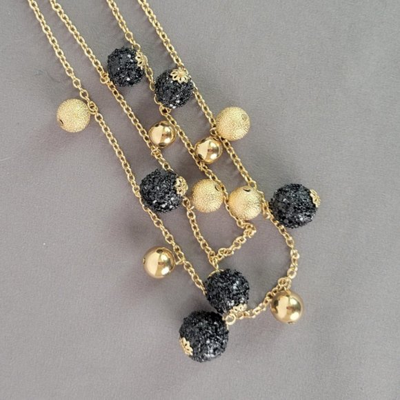 NWT CATO Sparkly Gold & Black Costume Necklace, Bracelet, & Earrings Set - Picture 2 of 9